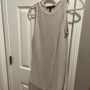 WHBM Shimmery Sleeveless Tunic Sweater - Ivory/Natural Color - Size Small